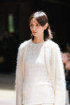 SWAYING/KNIT striped diagonal sleeve bottoming shirt SW23AW1T14 white